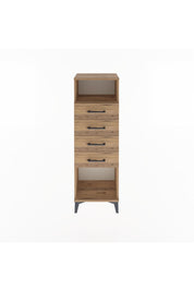 Arges Dolap Tek Raflı 4 Çekmeceli 44x30x134 Çam-Çam