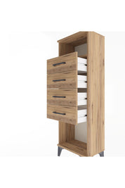 Arges Dolap Tek Raflı 4 Çekmeceli 44x30x134 Çam-Çam