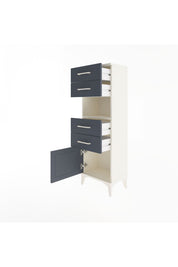 Arges Dolap Tek Raflı 4 Çekmeceli Tek Kapaklı 44x30x134 Aytaşı-Antrasit