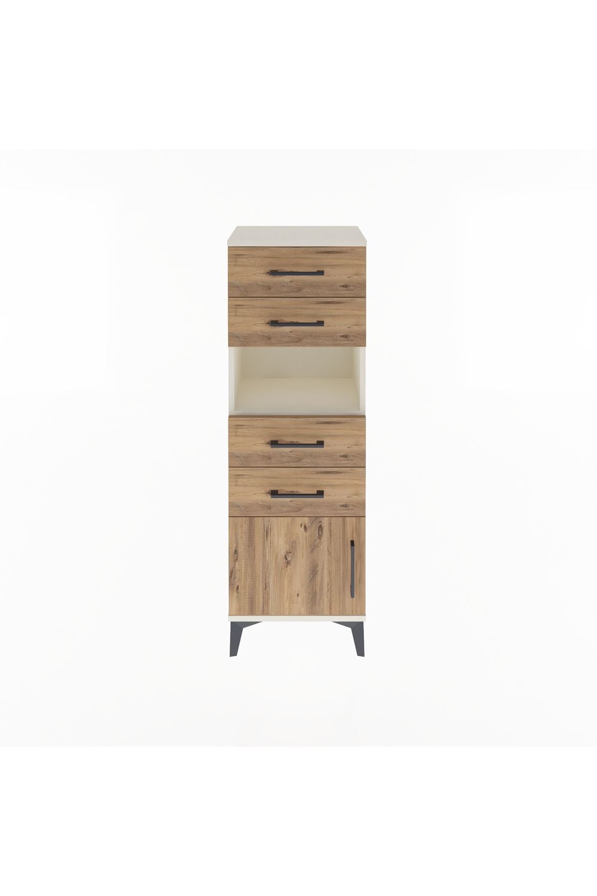 Arges Dolap Tek Raflı 4 Çekmeceli Tek Kapaklı 44x30x134 Aytaşı-Çam