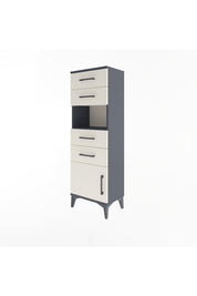 Arges Dolap Tek Raflı 4 Çekmeceli Tek Kapaklı 44x30x134 Antrasit-Aytaşı