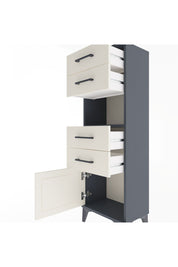 Arges Dolap Tek Raflı 4 Çekmeceli Tek Kapaklı 44x30x134 Antrasit-Aytaşı