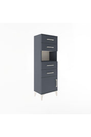 Arges Dolap Tek Raflı 4 Çekmeceli Tek Kapaklı 44x30x134 Antrasit-Antrasit