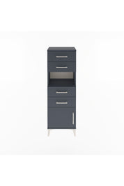 Arges Dolap Tek Raflı 4 Çekmeceli Tek Kapaklı 44x30x134 Antrasit-Antrasit