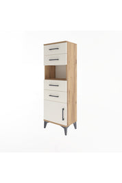 Arges Dolap Tek Raflı 4 Çekmeceli Tek Kapaklı 44x30x134 Çam-Aytaşı