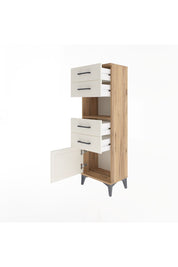 Arges Dolap Tek Raflı 4 Çekmeceli Tek Kapaklı 44x30x134 Çam-Aytaşı