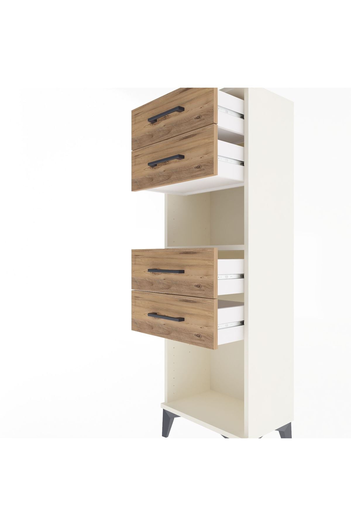 Arges Dolap Tek Raflı 4 Çekmeceli 44x30x134 Aytaşı-Çam