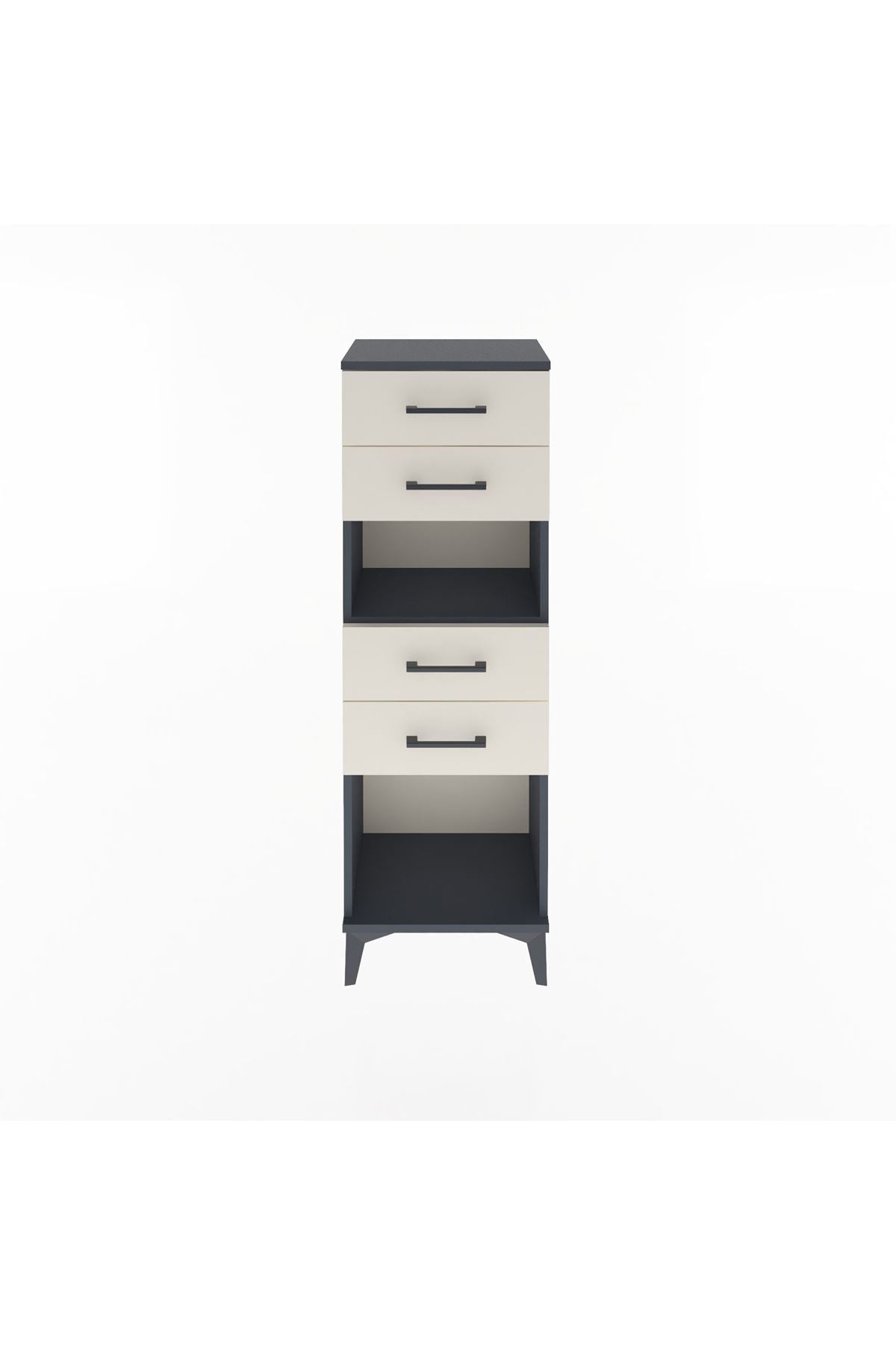 Arges Dolap Tek Raflı 4 Çekmeceli 44x30x134 Antrasit-Aytaşı