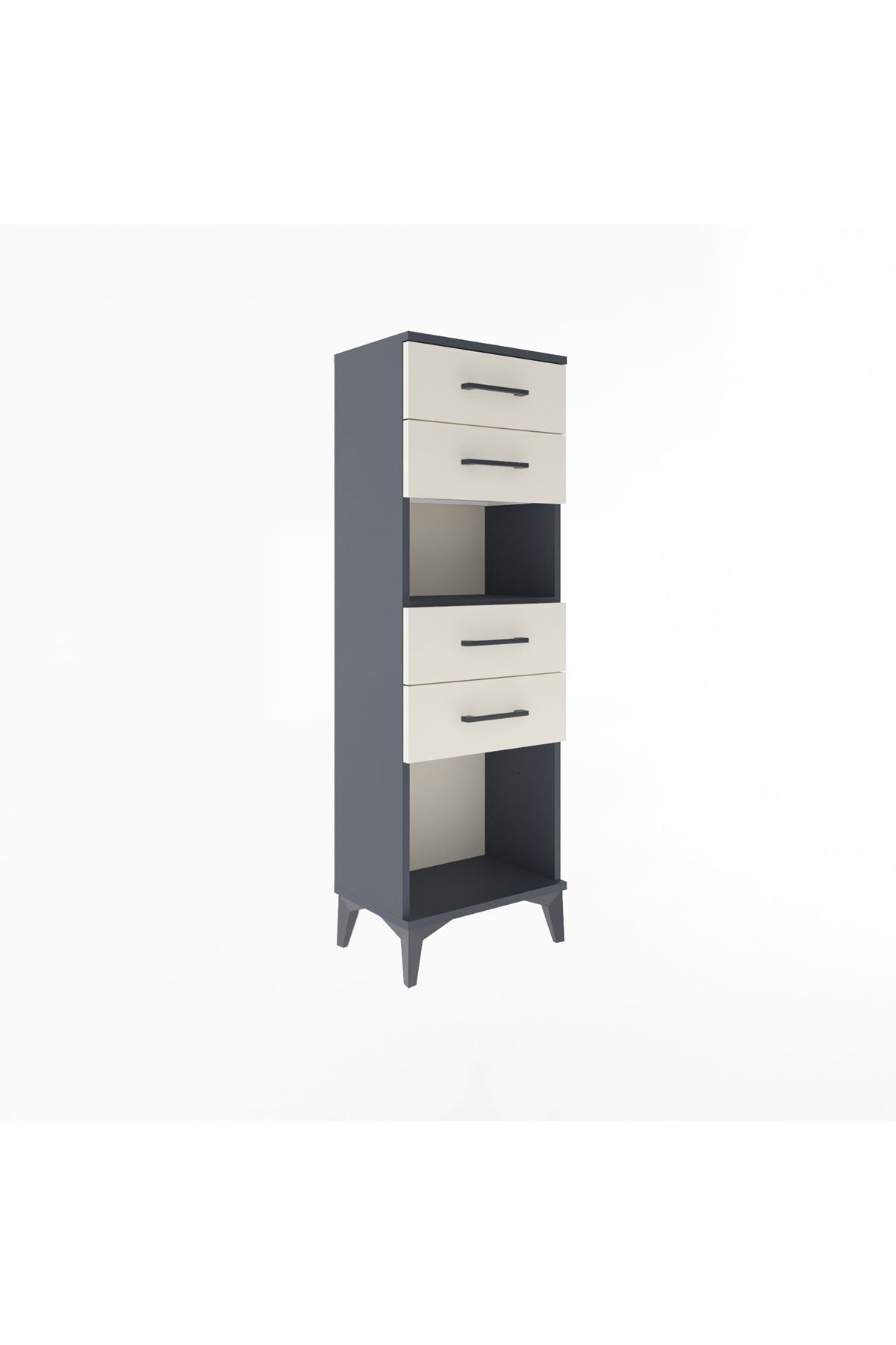 Arges Dolap Tek Raflı 4 Çekmeceli 44x30x134 Antrasit-Aytaşı