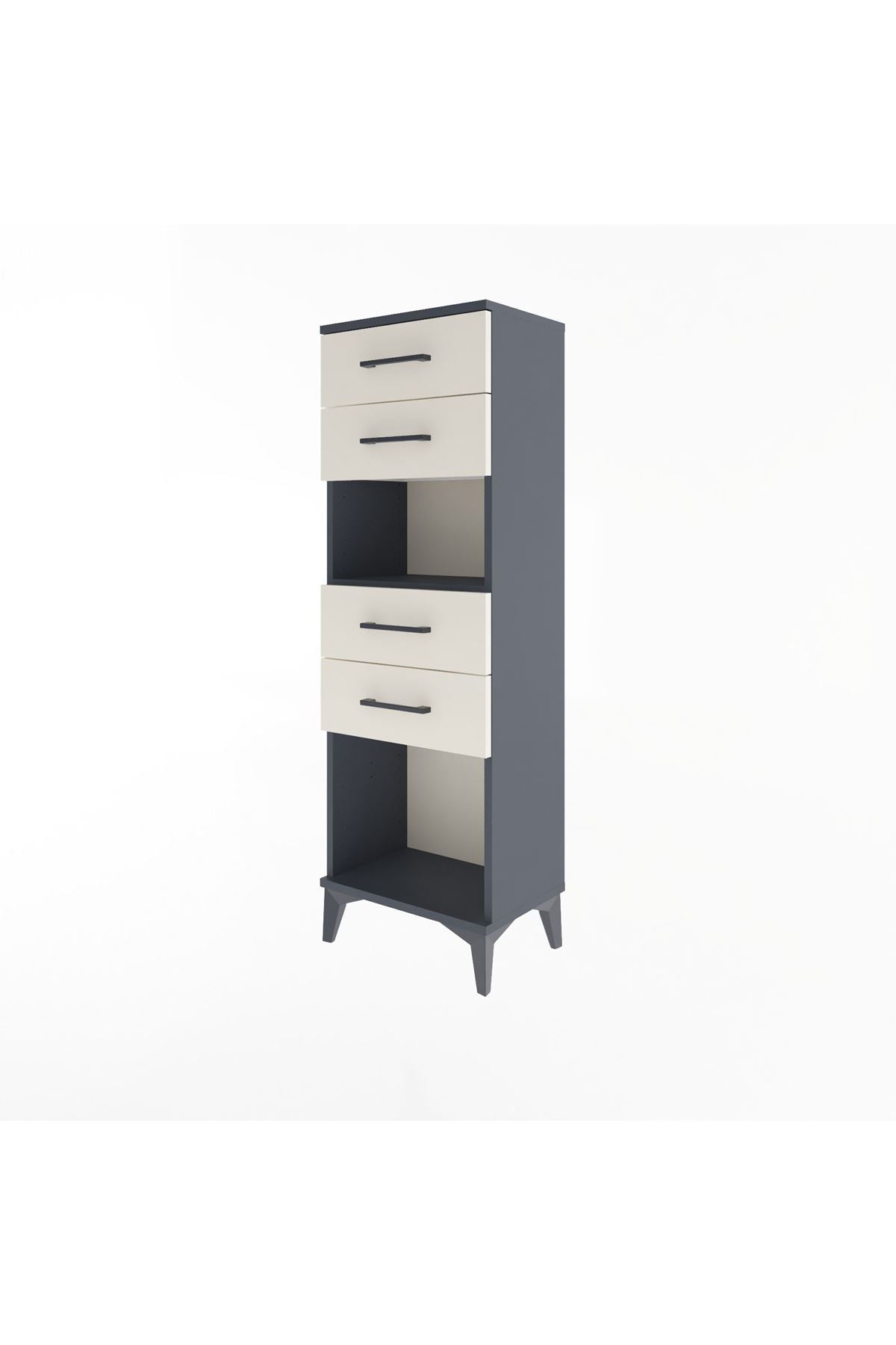 Arges Dolap Tek Raflı 4 Çekmeceli 44x30x134 Antrasit-Aytaşı