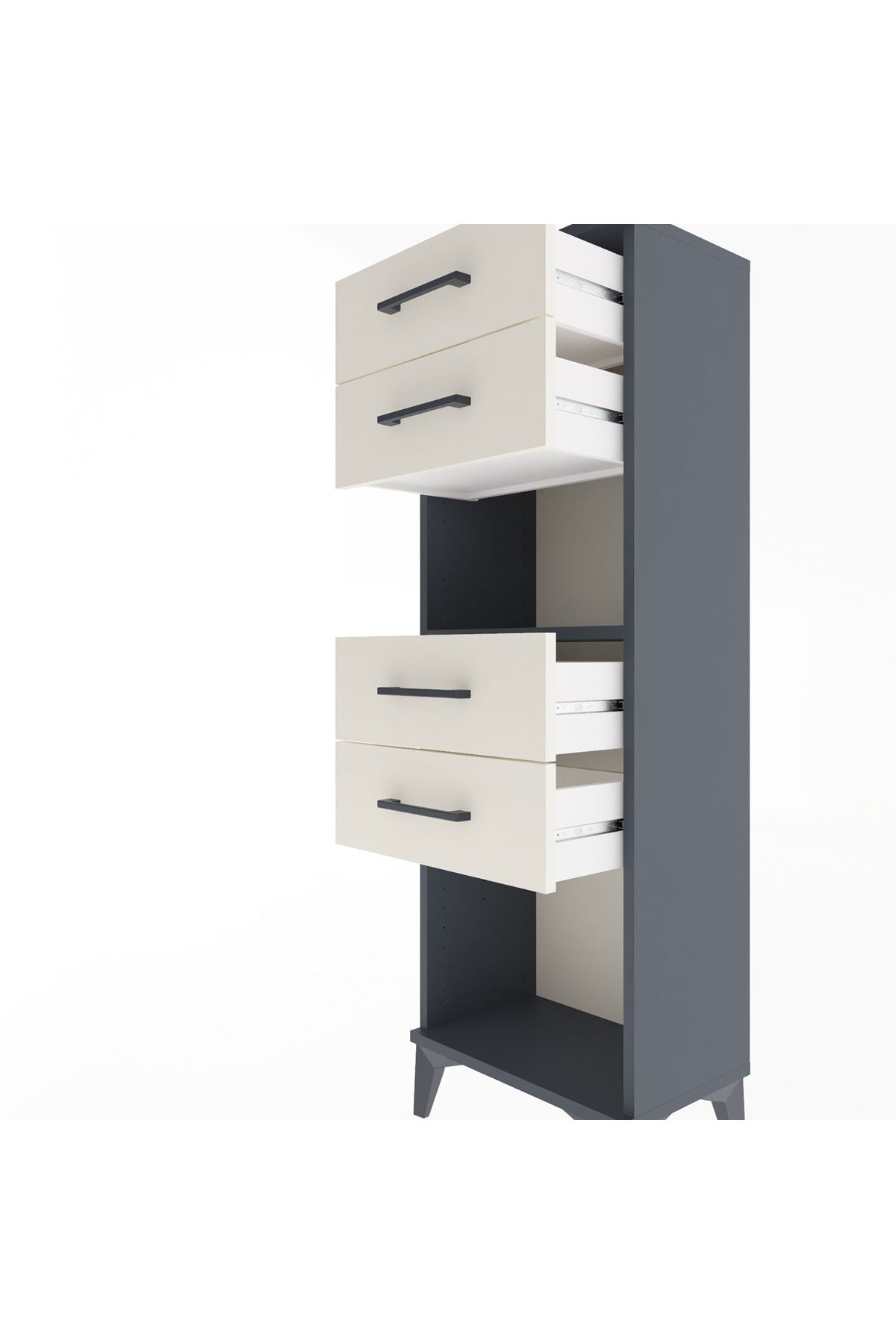 Arges Dolap Tek Raflı 4 Çekmeceli 44x30x134 Antrasit-Aytaşı