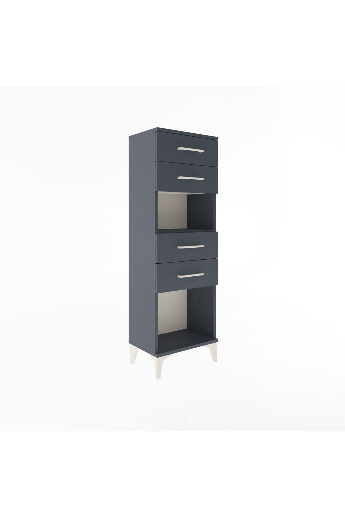 Arges Dolap Tek Raflı 4 Çekmeceli 44x30x134 Antrasit-Antrasit