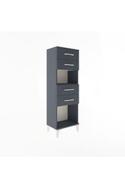 Arges Dolap Tek Raflı 4 Çekmeceli 44x30x134 Antrasit-Antrasit