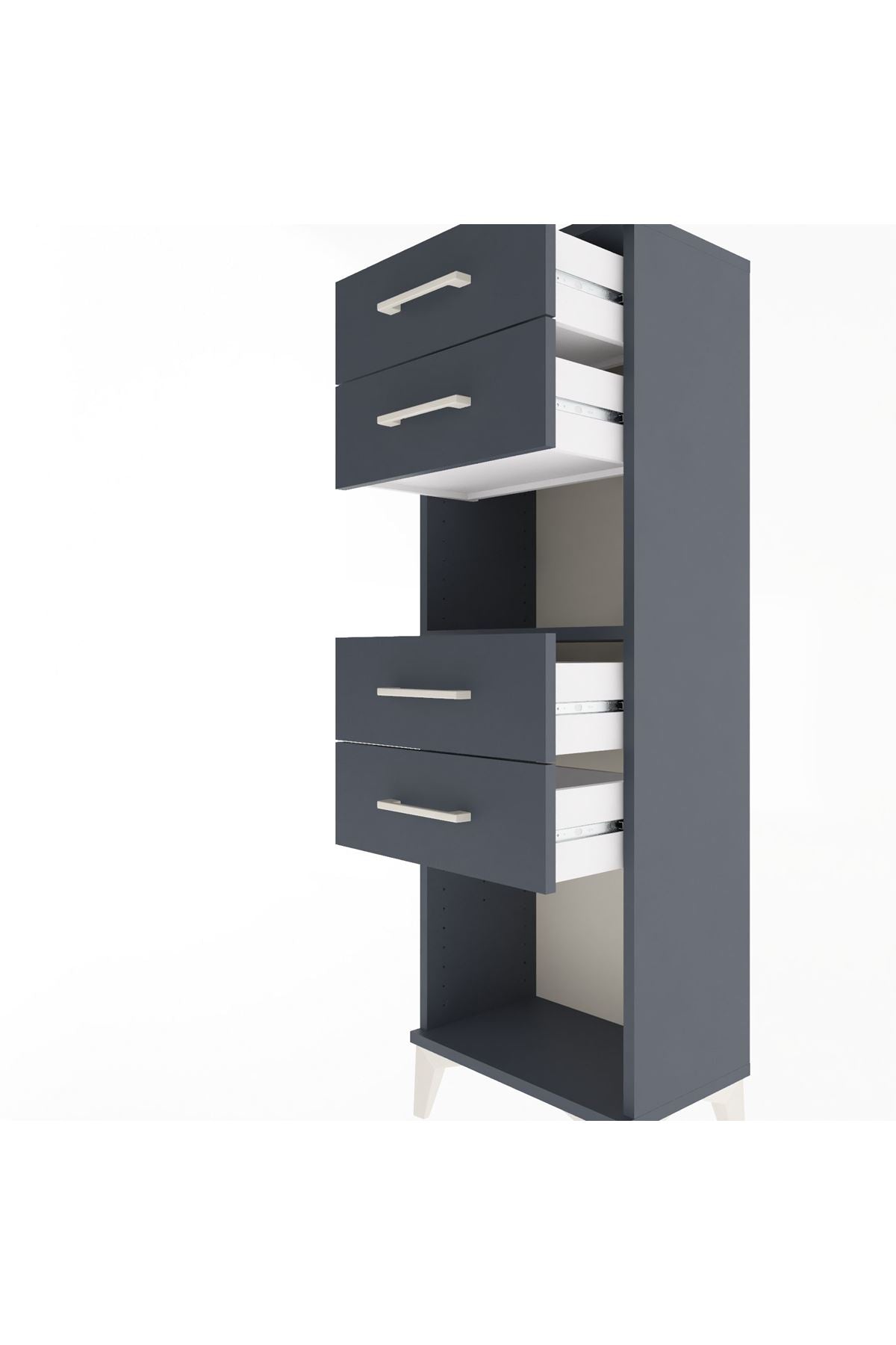 Arges Dolap Tek Raflı 4 Çekmeceli 44x30x134 Antrasit-Antrasit