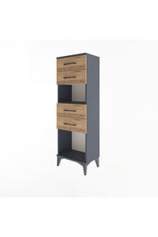 Arges Dolap Tek Raflı 4 Çekmeceli 44x30x134 Antrasit-Çam