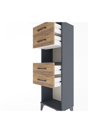 Arges Dolap Tek Raflı 4 Çekmeceli 44x30x134 Antrasit-Çam