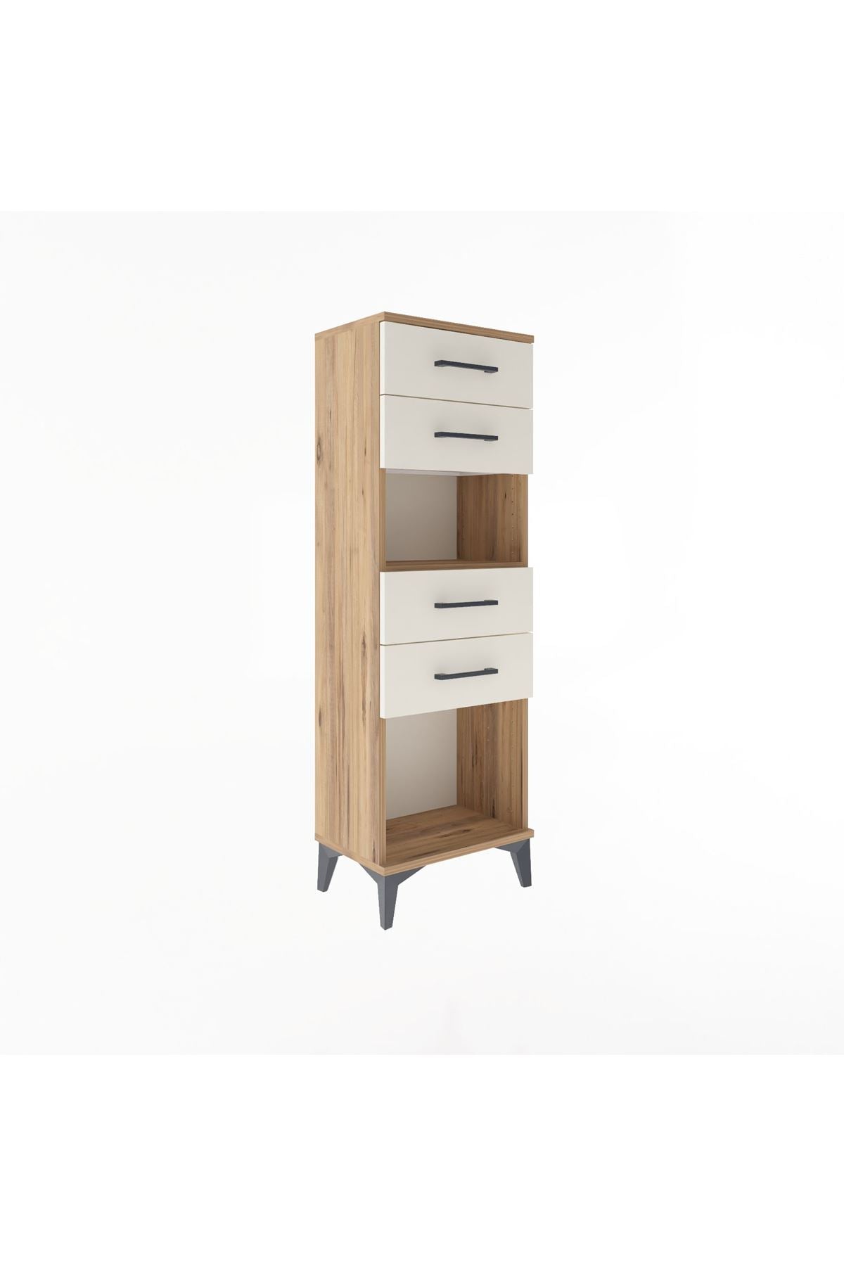 Arges Dolap Tek Raflı 4 Çekmeceli 44x30x134 Çam-Aytaşı