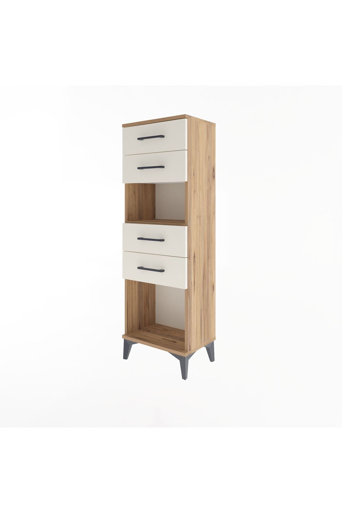 Arges Dolap Tek Raflı 4 Çekmeceli 44x30x134 Çam-Aytaşı