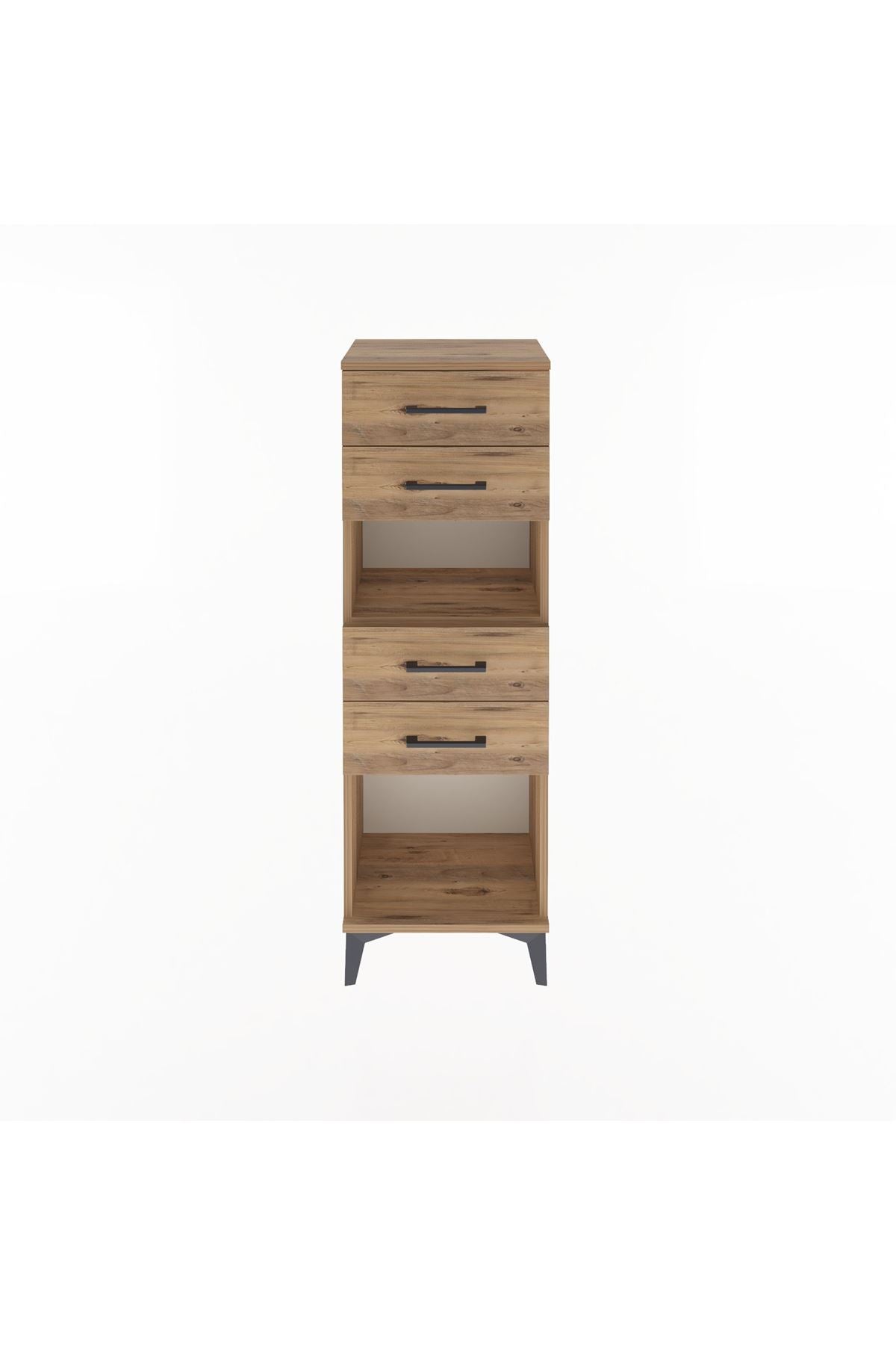 Arges Dolap Tek Raflı 4 Çekmeceli 44x30x134 Çam-Çam