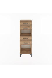 Arges Dolap Tek Raflı 4 Çekmeceli 44x30x134 Çam-Çam