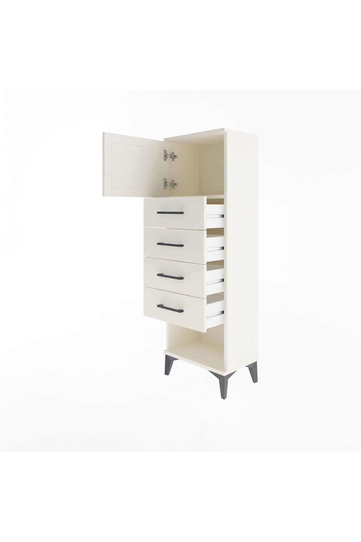 Arges Dolap Tek Raflı 4 Çekmeceli Tek Kapaklı 44x30x134 Aytaşı-Aytaşı