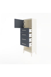 Arges Dolap Tek Raflı 4 Çekmeceli Tek Kapaklı 44x30x134 Aytaşı-Antrasit