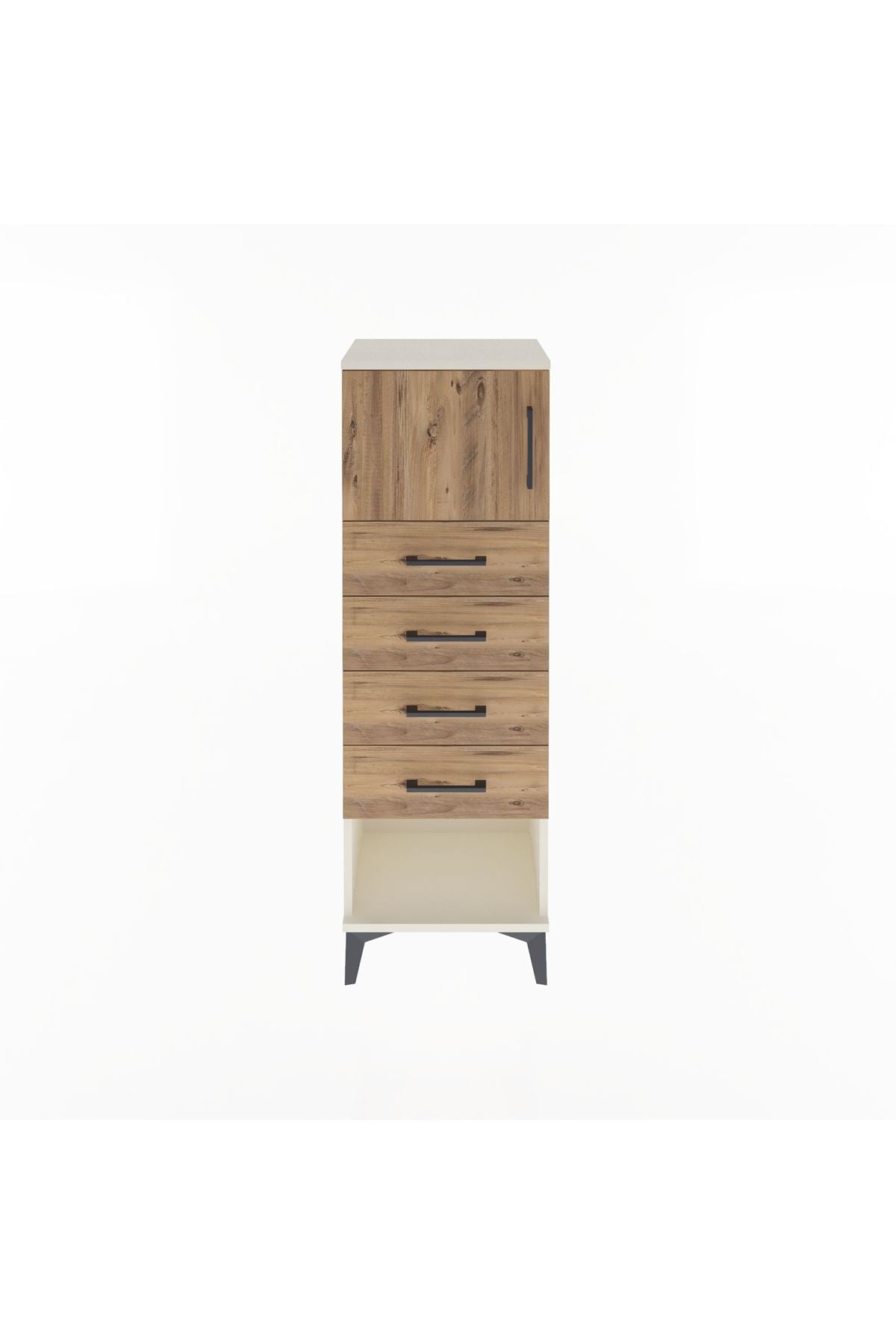 Arges Dolap Tek Raflı 4 Çekmeceli Tek Kapaklı 44x30x134 Aytaşı-Çam