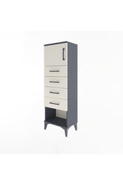 Arges Dolap Tek Raflı 4 Çekmeceli Tek Kapaklı 44x30x134 Antrasit-Aytaşı