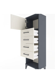 Arges Dolap Tek Raflı 4 Çekmeceli Tek Kapaklı 44x30x134 Antrasit-Aytaşı