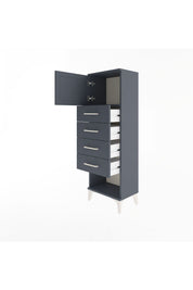 Arges Dolap Tek Raflı 4 Çekmeceli Tek Kapaklı 44x30x134 Antrasit-Antrasit