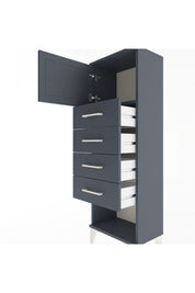 Arges Dolap Tek Raflı 4 Çekmeceli Tek Kapaklı 44x30x134 Antrasit-Antrasit