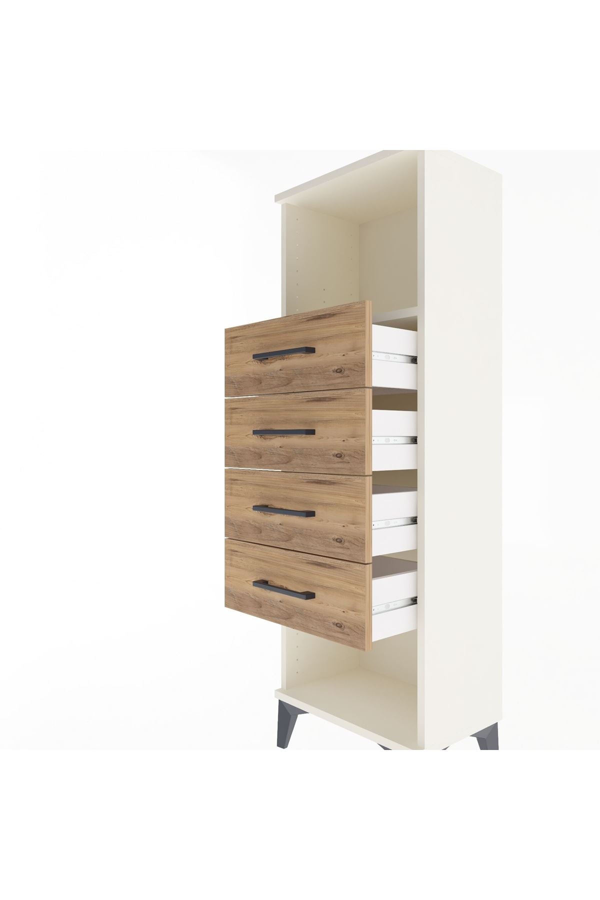 Arges Dolap Tek Raflı 4 Çekmeceli 44x30x134 Aytaşı-Çam