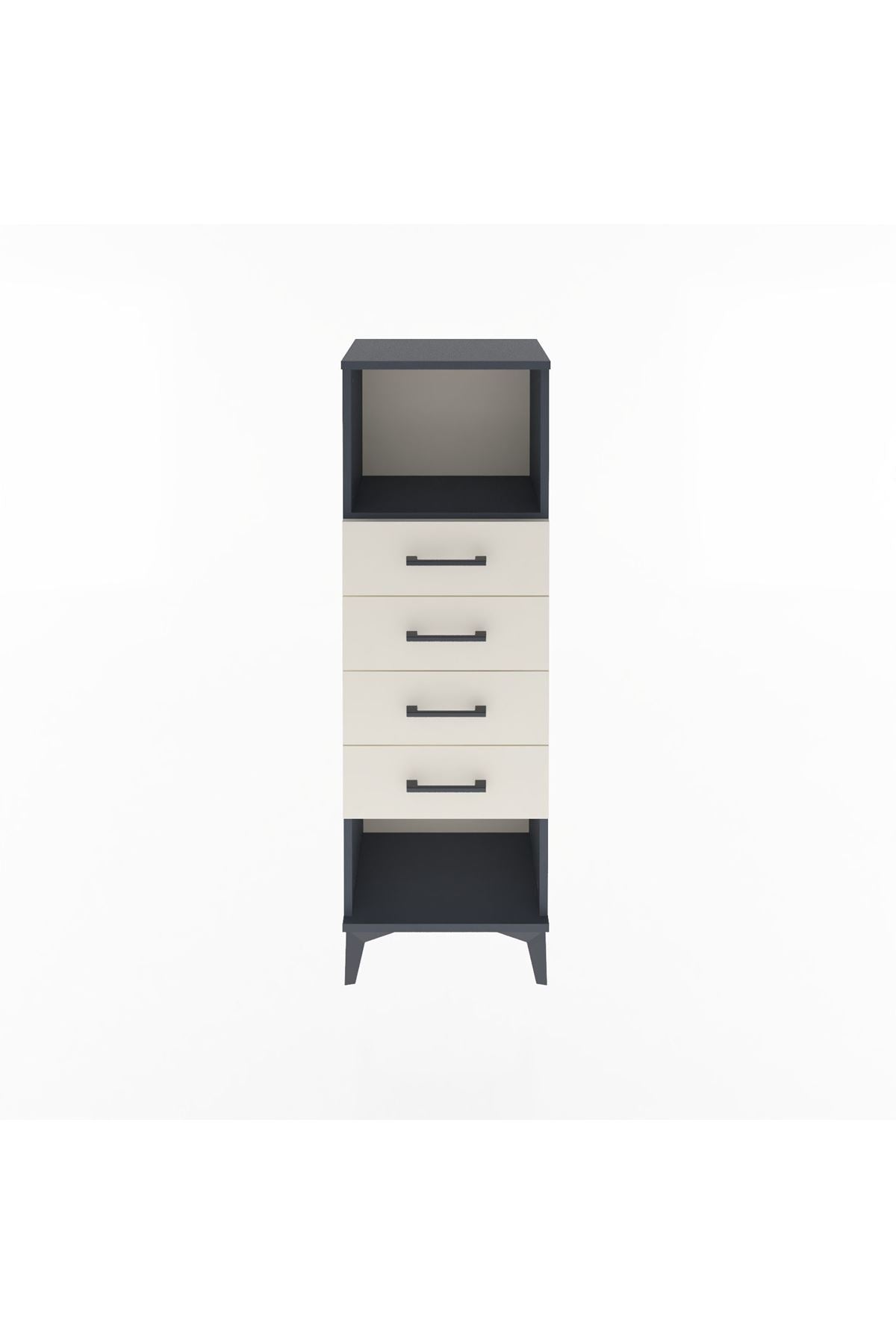 Arges Dolap Tek Raflı 4 Çekmeceli 44x30x134 Antrasit-Aytaşı