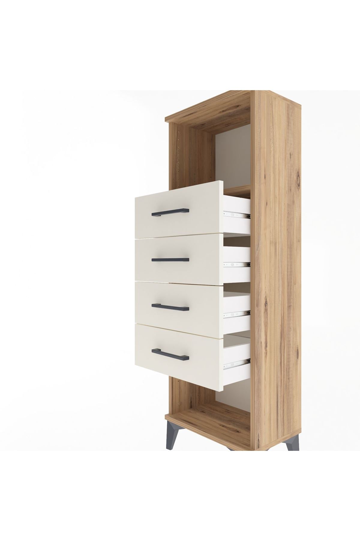 Arges Dolap Tek Raflı 4 Çekmeceli 44x30x134 Çam-Aytaşı