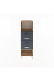 Arges Dolap Tek Raflı 4 Çekmeceli 44x30x134 Çam-Antrasit