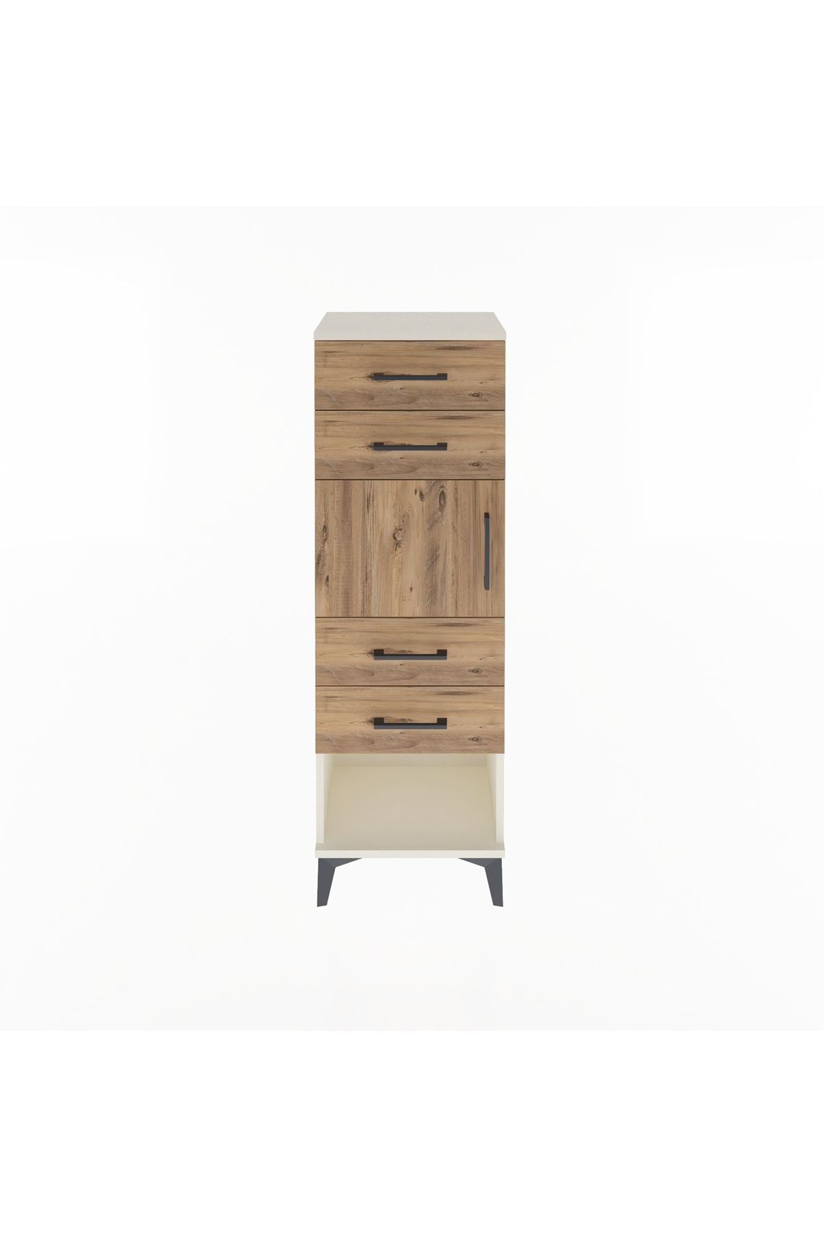 Arges Dolap Tek Raflı 4 Çekmeceli Tek Kapaklı 44x30x134 Aytaşı-Çam