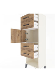 Arges Dolap Tek Raflı 4 Çekmeceli Tek Kapaklı 44x30x134 Aytaşı-Çam