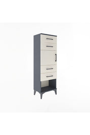 Arges Dolap Tek Raflı 4 Çekmeceli Tek Kapaklı 44x30x134 Antrasit-Aytaşı