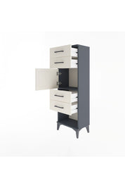 Arges Dolap Tek Raflı 4 Çekmeceli Tek Kapaklı 44x30x134 Antrasit-Aytaşı