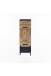 Arges Dolap Tek Raflı 4 Çekmeceli Tek Kapaklı 44x30x134 Antrasit-Çam