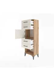 Arges Dolap Tek Raflı 4 Çekmeceli Tek Kapaklı 44x30x134 Çam-Aytaşı