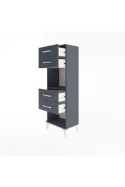 Arges Dolap Tek Raflı 4 Çekmeceli 44x30x134 Antrasit-Antrasit