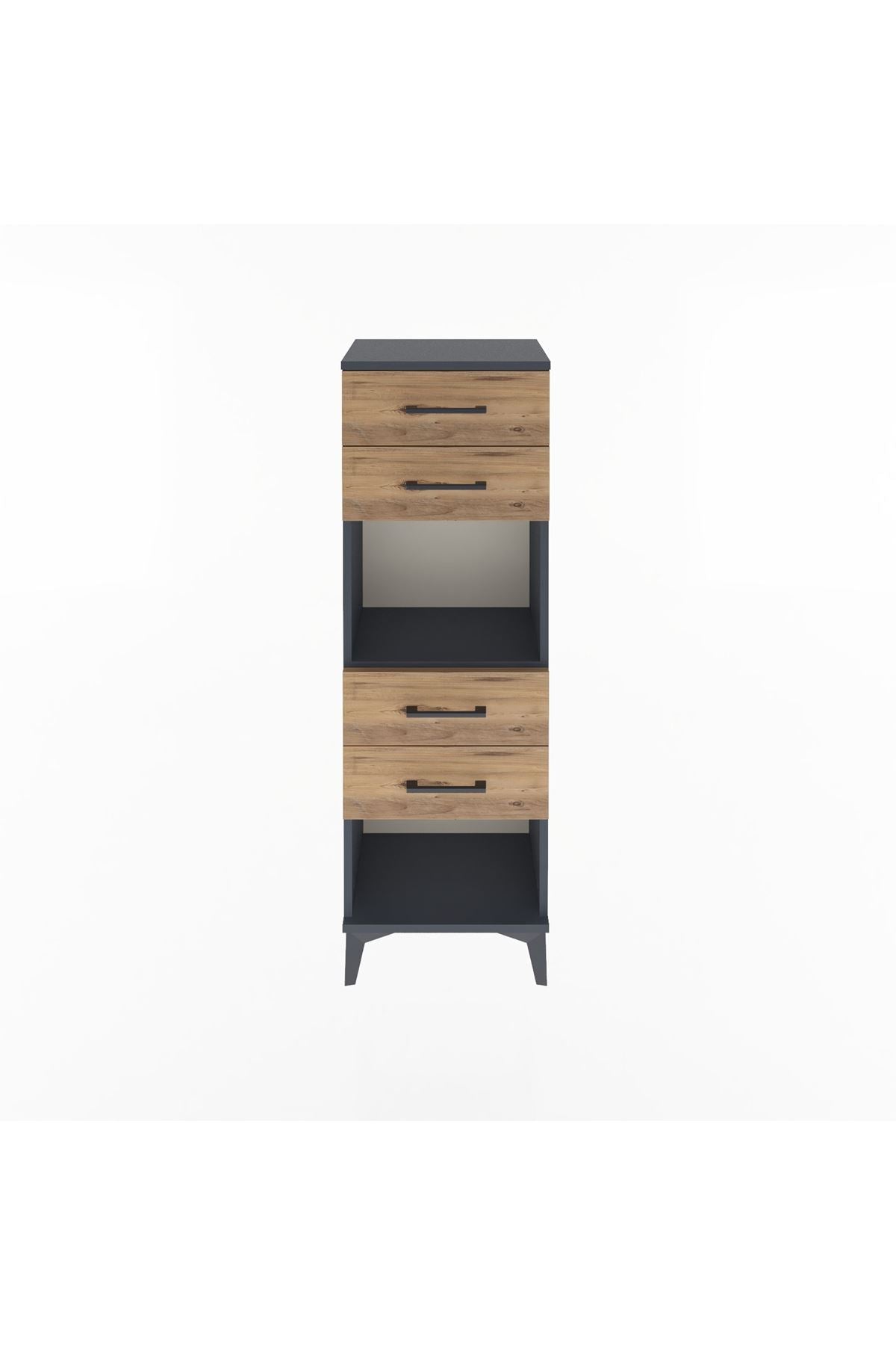 Arges Dolap Tek Raflı 4 Çekmeceli 44x30x134 Antrasit-Çam