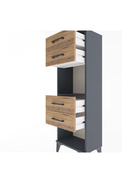 Arges Dolap Tek Raflı 4 Çekmeceli 44x30x134 Antrasit-Çam