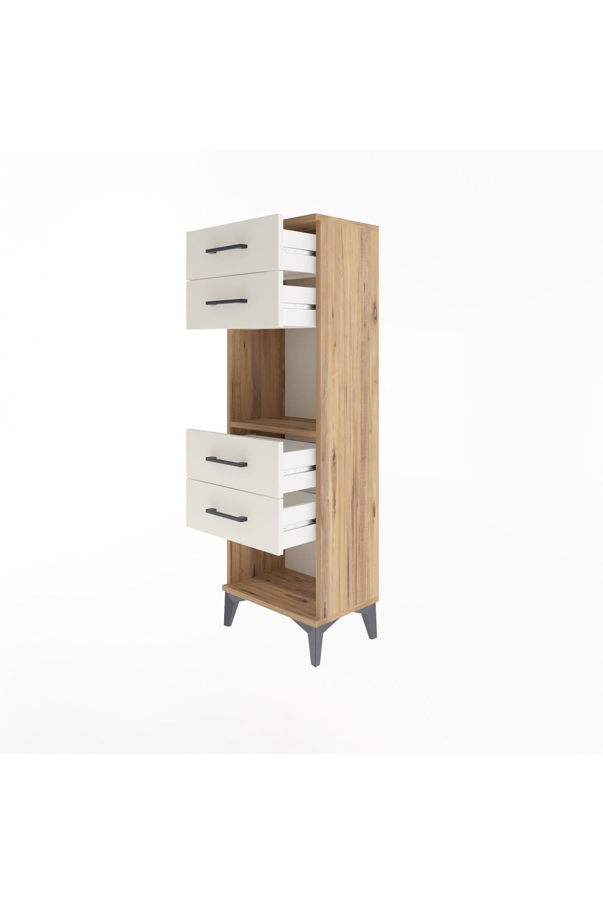 Arges Dolap Tek Raflı 4 Çekmeceli 44x30x134 Çam-Aytaşı