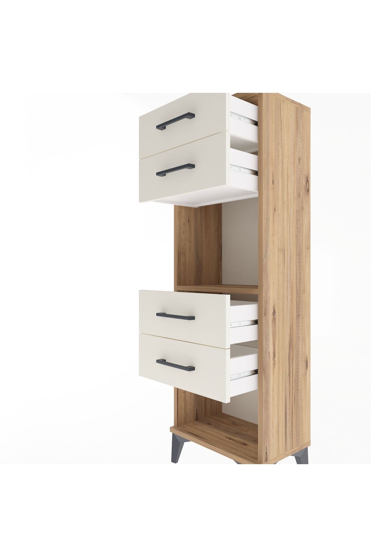 Arges Dolap Tek Raflı 4 Çekmeceli 44x30x134 Çam-Aytaşı