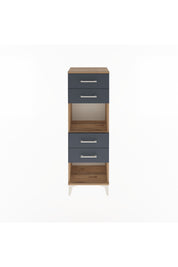 Arges Dolap Tek Raflı 4 Çekmeceli 44x30x134 Çam-Antrasit