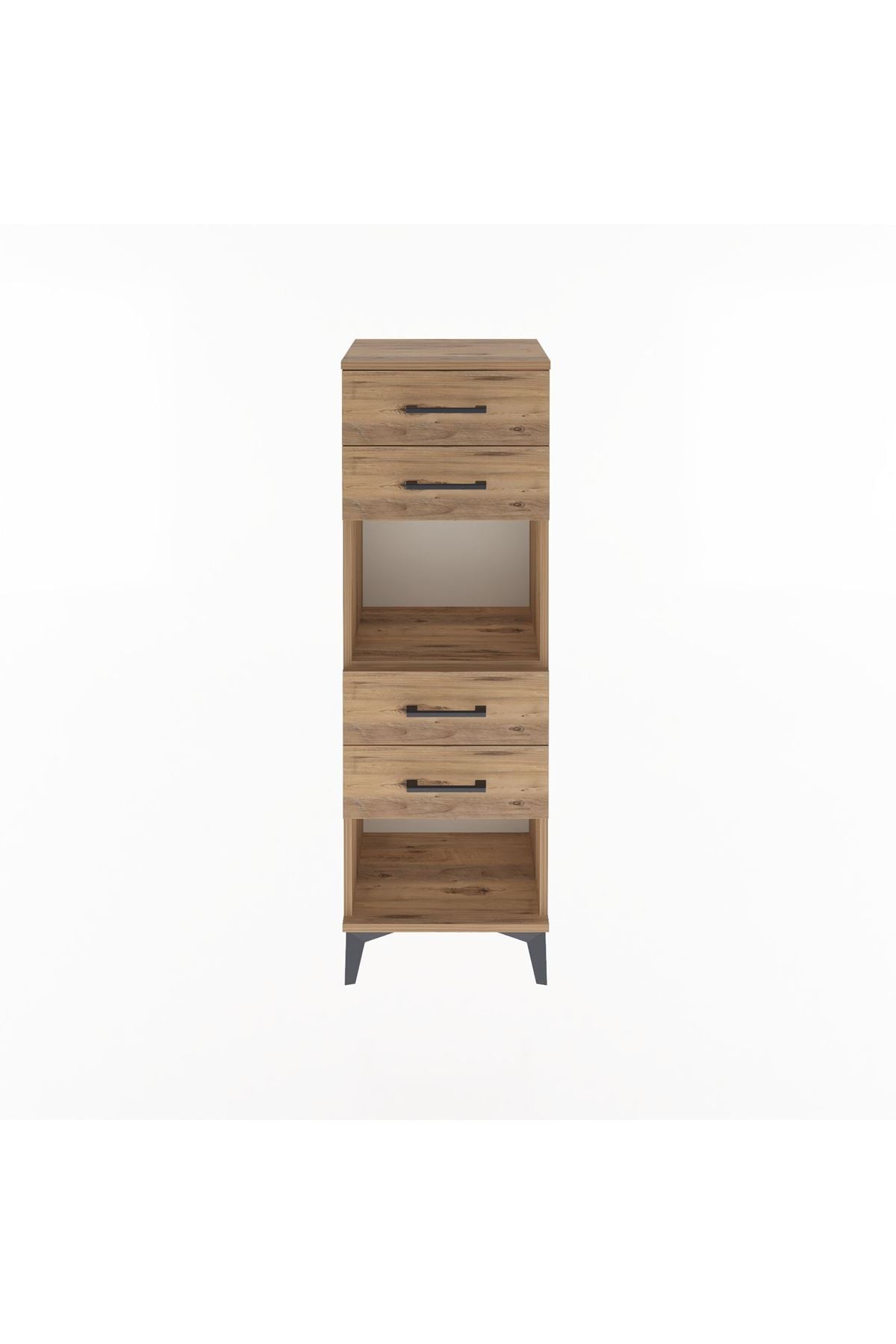 Arges Dolap Tek Raflı 4 Çekmeceli 44x30x134 Çam-Çam