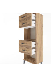 Arges Dolap Tek Raflı 4 Çekmeceli 44x30x134 Çam-Çam