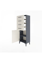 Arges Dolap Tek Raflı 4 Çekmeceli Tek Kapaklı 44x30x134 Antrasit-Aytaşı